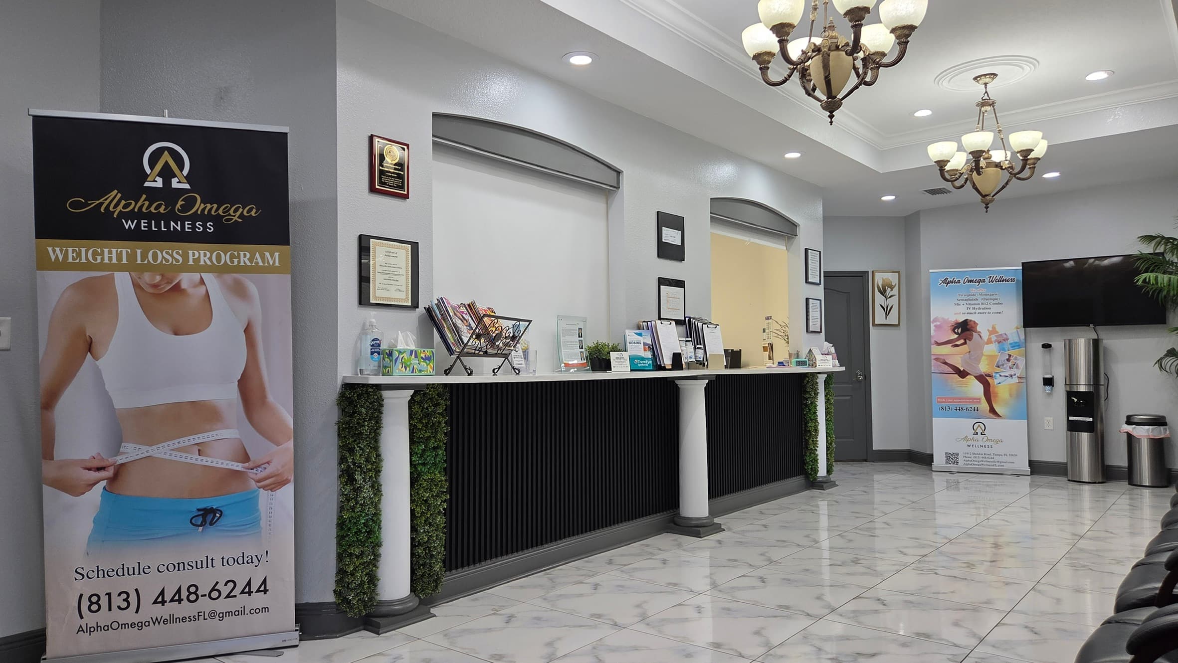 The reception area of our office